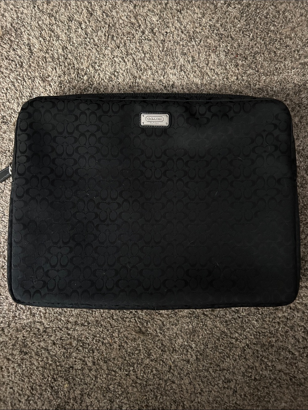 Coach Black Signature Jacquard Laptop Sleeve